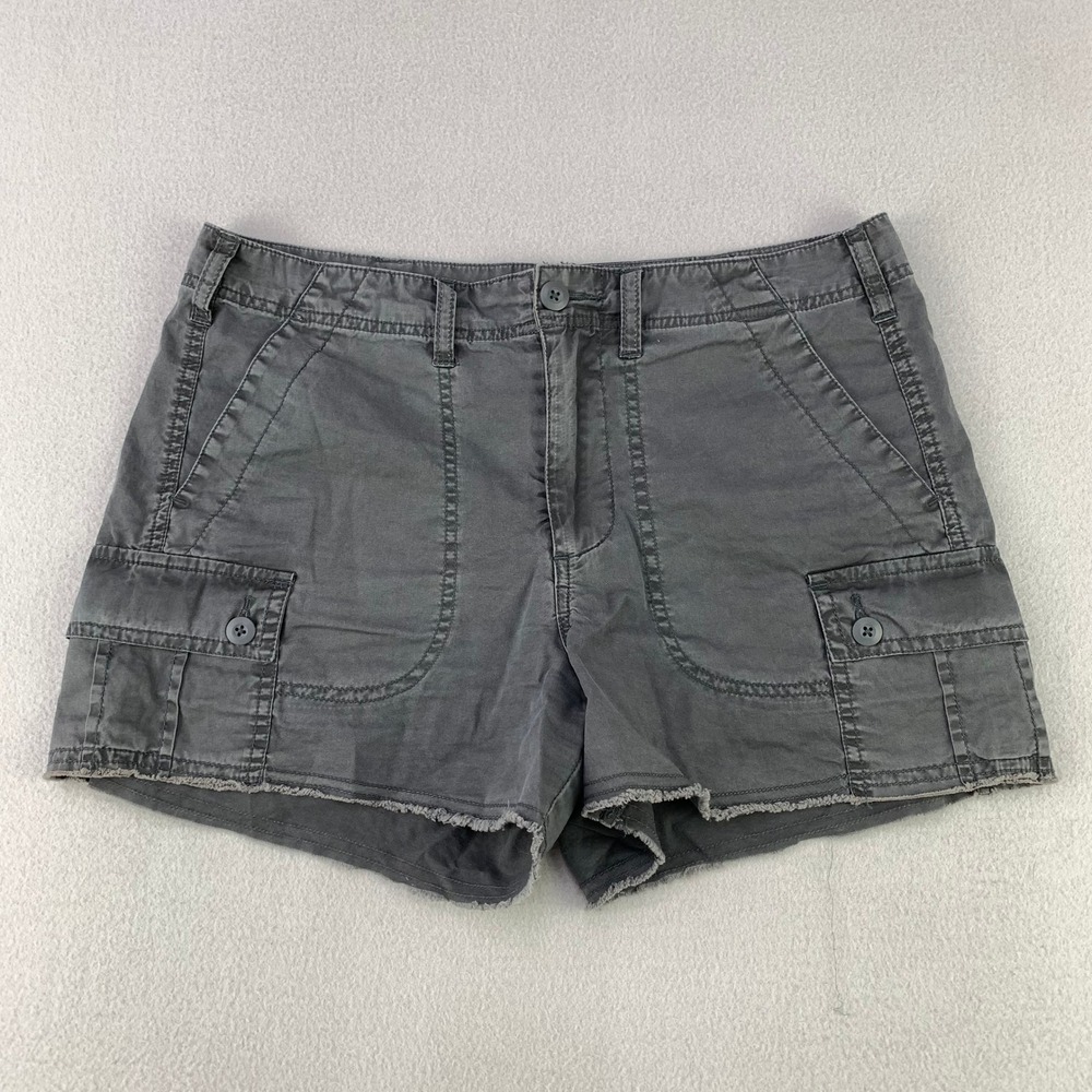 Witty Fox Shorts Women 9/29 Gray Chino Cargo Raw Hem Cotton Casual